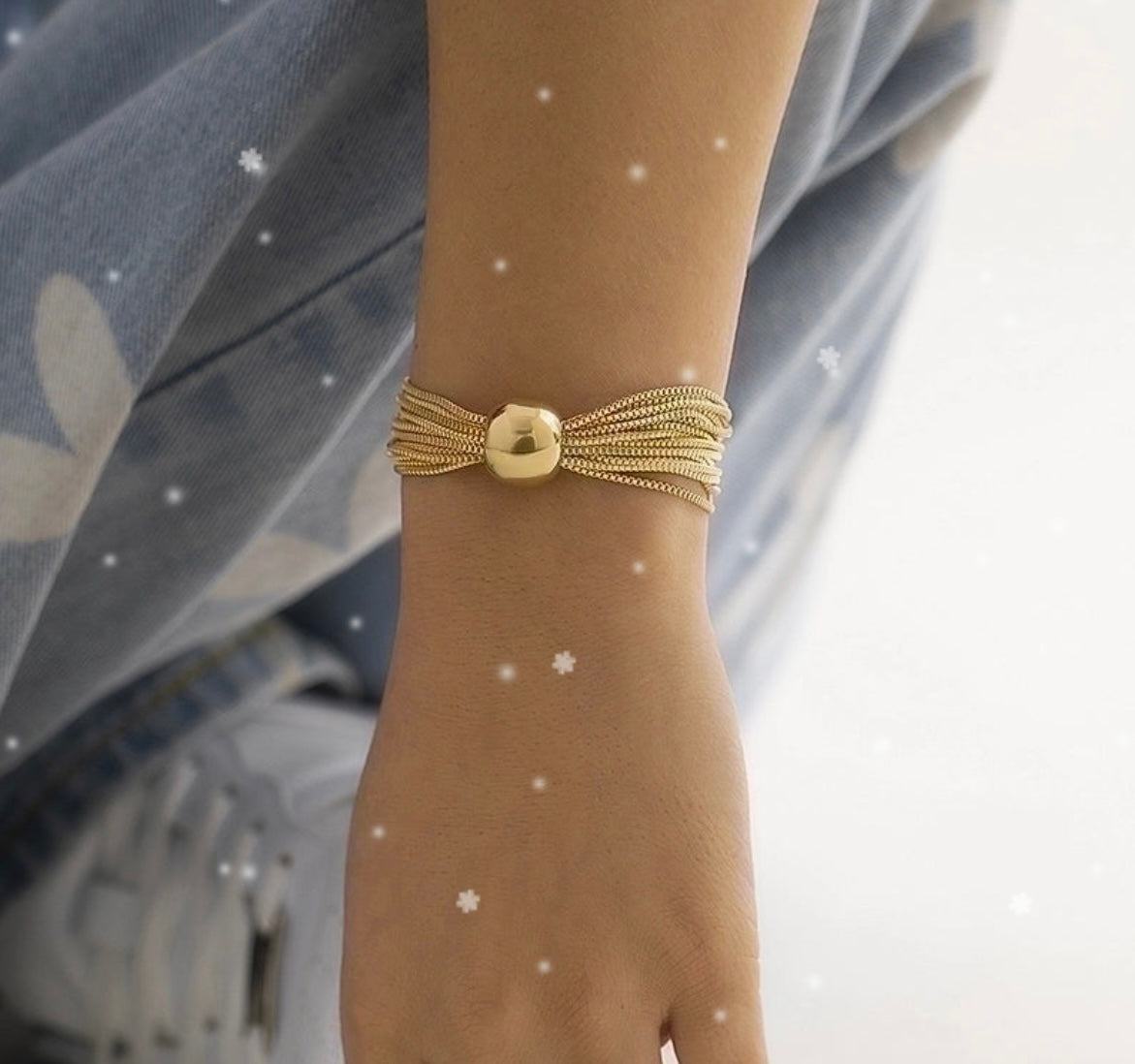 Exaggerated Ball Titanium Steel Polishing Chain Choker / Bracelet