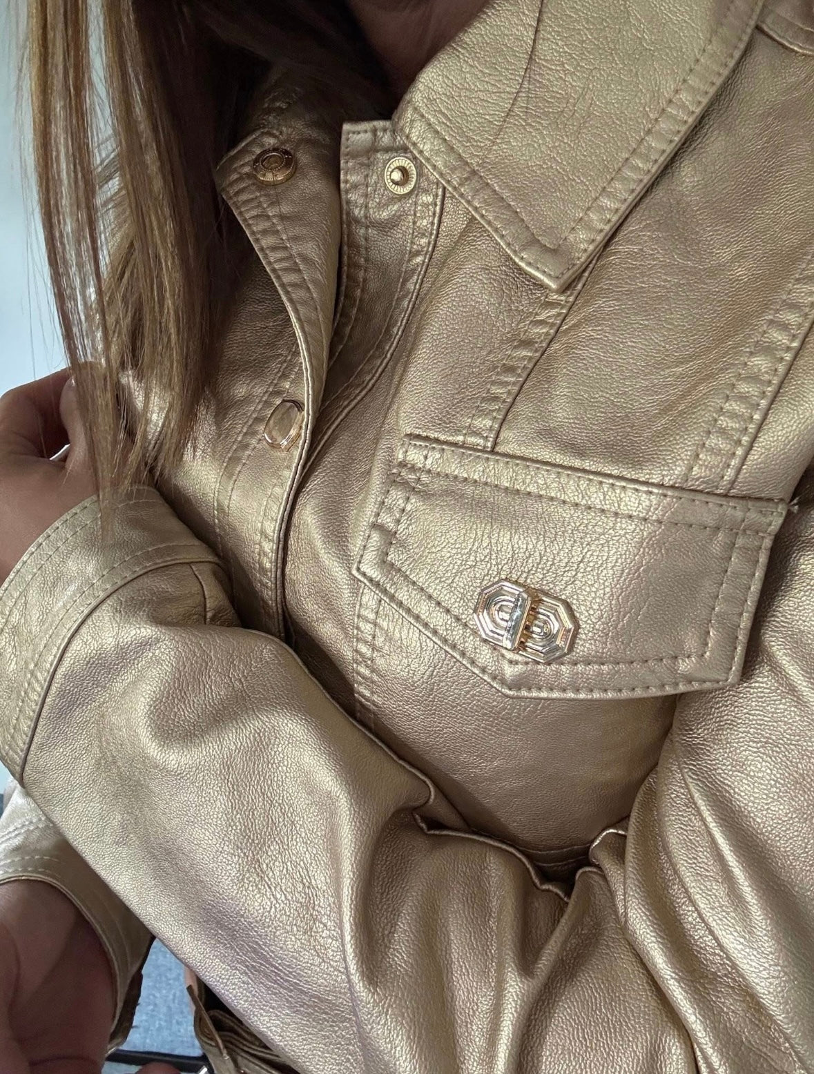 Eco - leather Gold Jacket - no return‼️