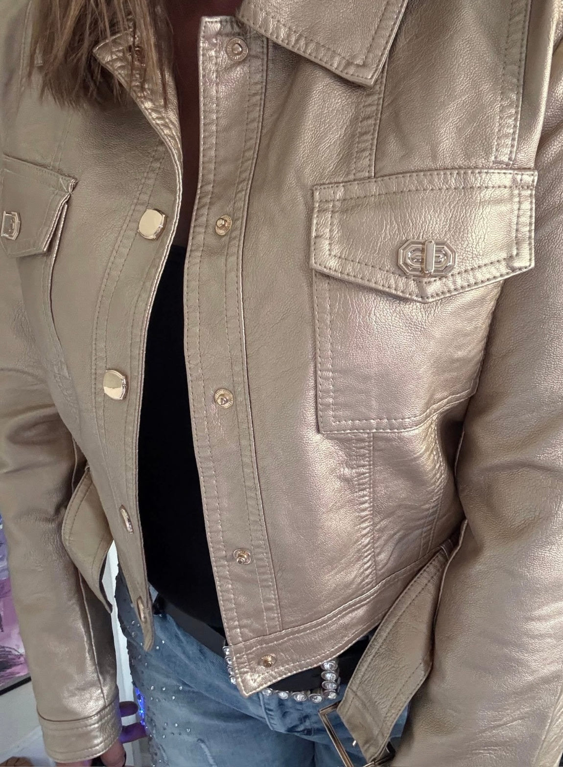 Eco - leather Gold Jacket - no return‼️