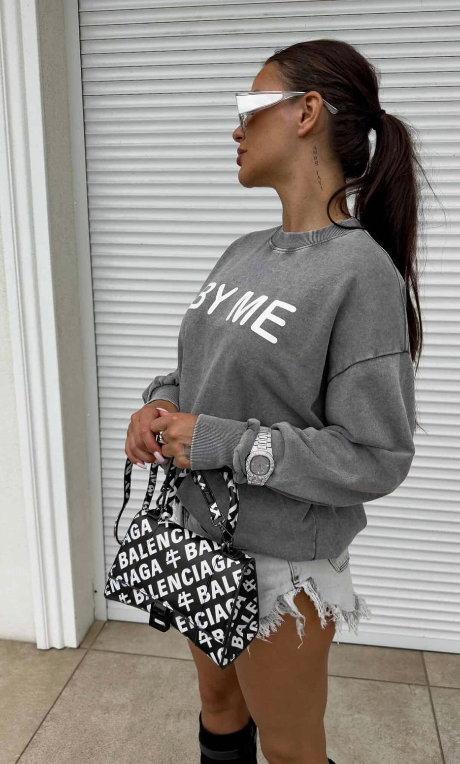 DOSE Stonewashed Sweatshirt – Gray - One Size 🇵🇱 Dekatyzowana bluza DOSE – szara ByMe
