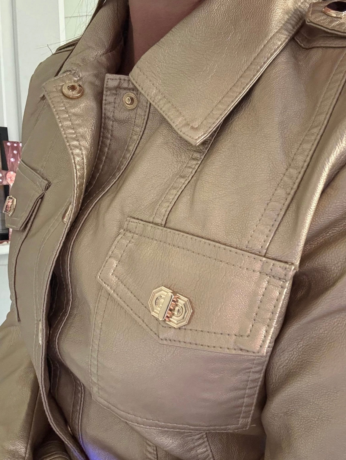 Eco - leather Gold Jacket - no return‼️