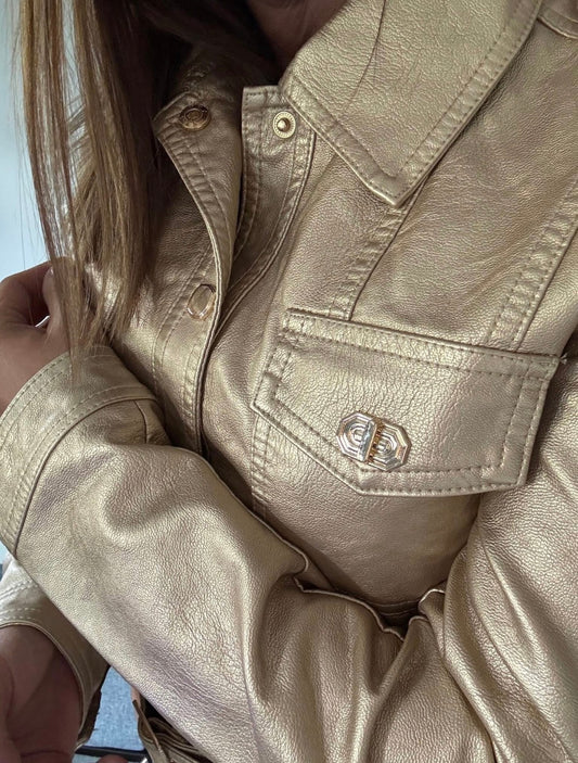 Eco - leather Gold Jacket - no return‼️