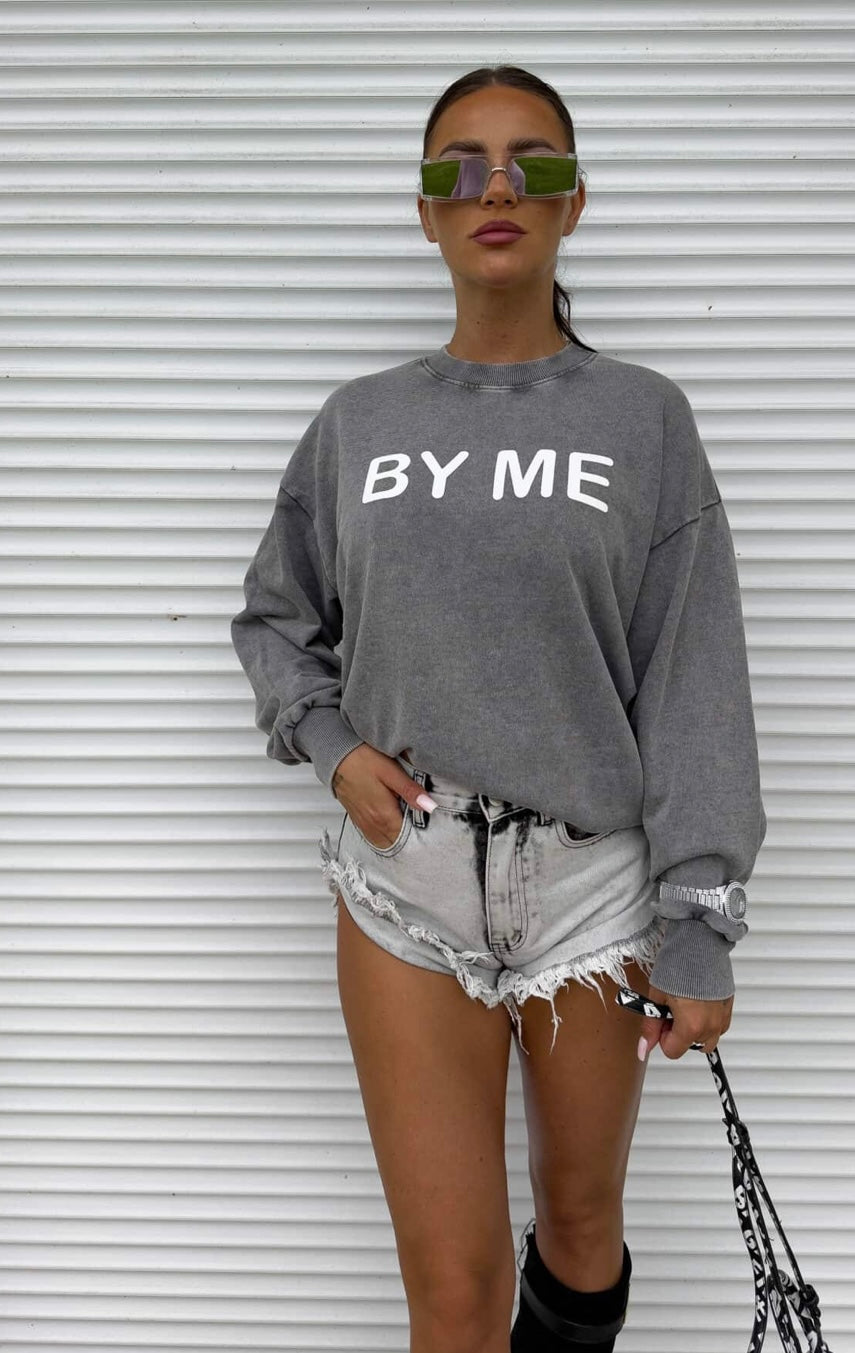 DOSE Stonewashed Sweatshirt – Gray - One Size 🇵🇱 Dekatyzowana bluza DOSE – szara ByMe