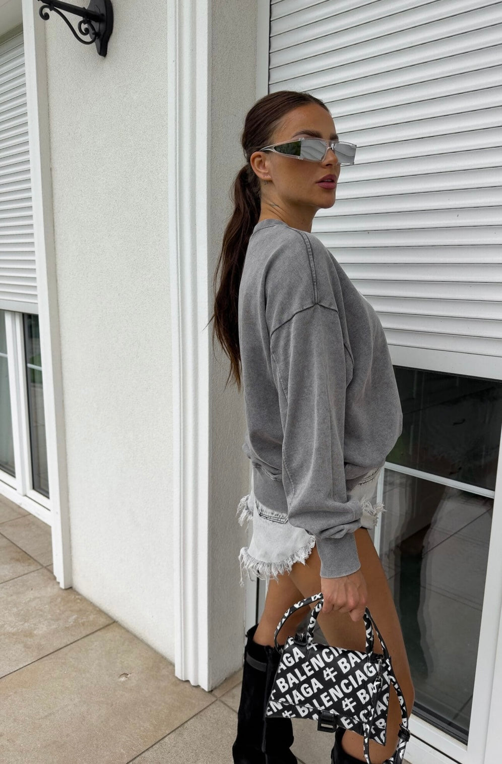 DOSE Stonewashed Sweatshirt – Gray - One Size 🇵🇱 Dekatyzowana bluza DOSE – szara ByMe