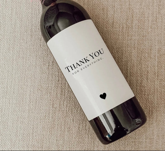 Thank You Wine Label, Thank You Card, Thank You Gift, Thank You Candle, Thank You Mini Champagne, Party Favor Thank You, Thank You Stickers