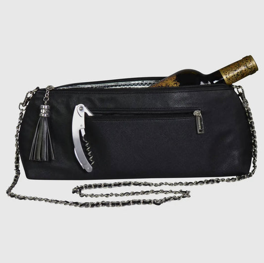 Insulated Single Bottle Cross
Body Wine Purse. Color: BLACK