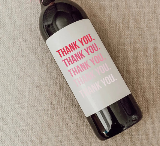 Thank You Wine Label, Thank You Card, Thank You Gift, Thank You Candle, Thank You Mini Champagne, Party Favor Thank You, Thank You Sticker